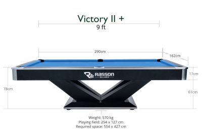 Professional Billiard Pool Table Rasson Victory II Plus, Black Color, 9 feet